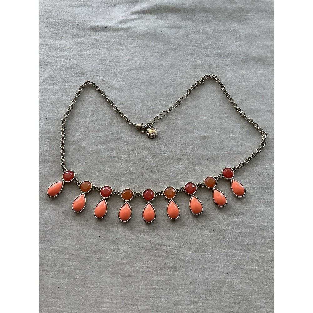 Vintage Liz Claiborne orange and coral teardrop bib statement necklace